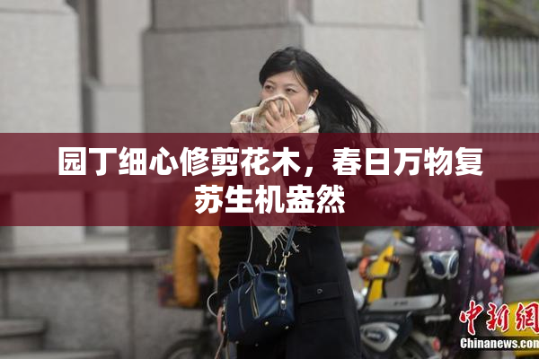 园丁细心修剪花木，春日万物复苏生机盎然