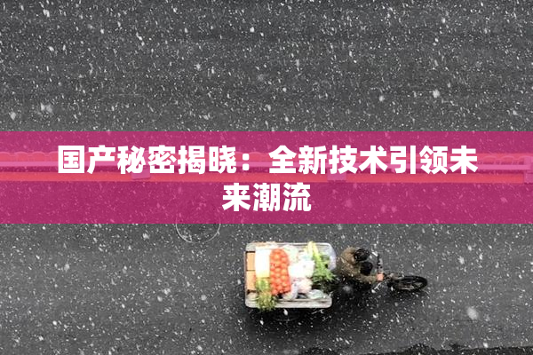 国产秘密揭晓：全新技术引领未来潮流