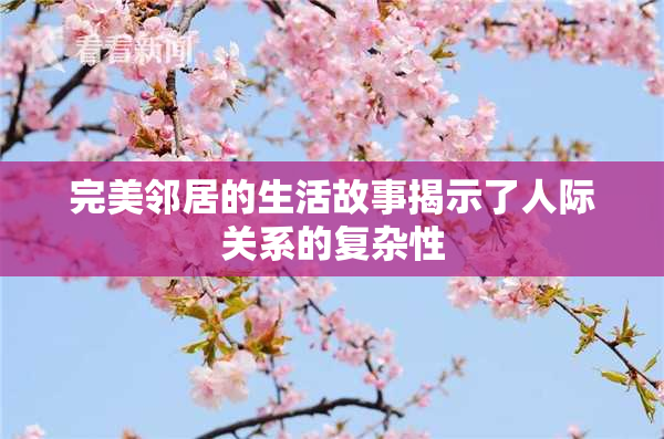 完美邻居的生活故事揭示了人际关系的复杂性