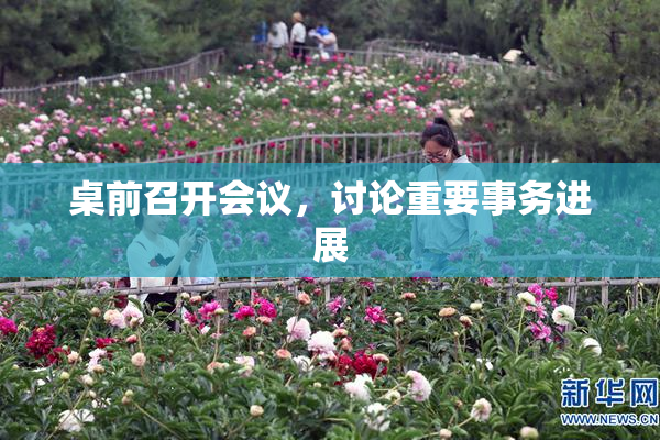 桌前召开会议，讨论重要事务进展