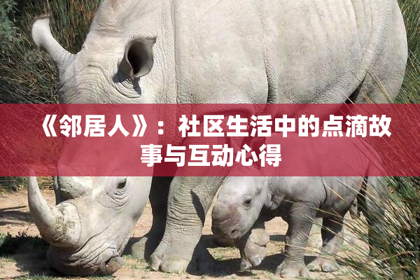 《邻居人》：社区生活中的点滴故事与互动心得