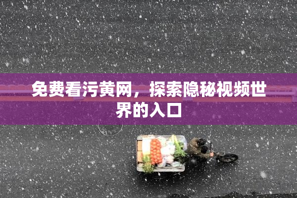 免费看污黄网，探索隐秘视频世界的入口