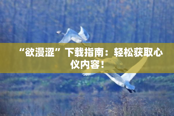 “欲漫涩”下载指南：轻松获取心仪内容！