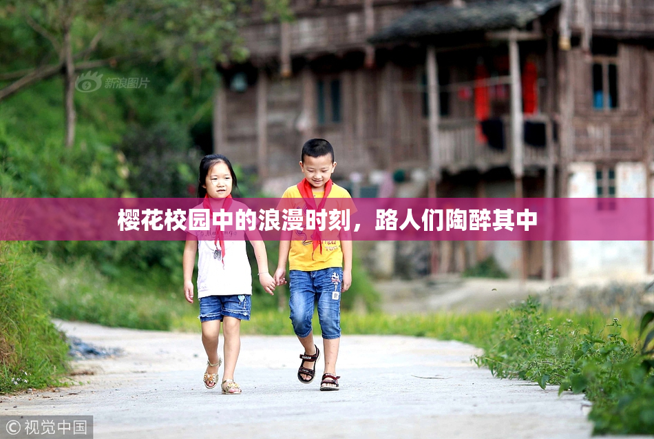 樱花校园中的浪漫时刻，路人们陶醉其中