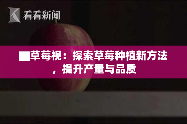 ▇草莓视：探索草莓种植新方法，提升产量与品质