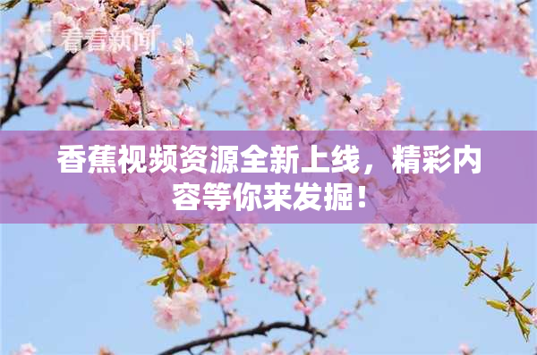 香蕉视频资源全新上线，精彩内容等你来发掘！
