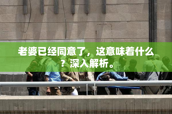 老婆已经同意了，这意味着什么？深入解析。